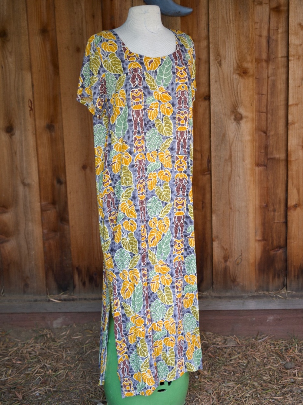 Vintage Y2K Reyn Spooner Hawaiian Print Tiki Garden Maxi Dress Woman's L
